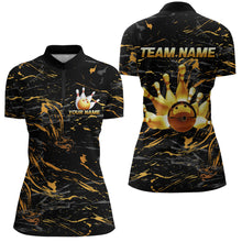Load image into Gallery viewer, Custom Black and Gold Bowling Tournament Jersey for Women Bowling Team Shirts HNT179