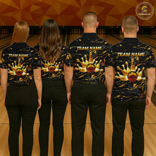 Load image into Gallery viewer, Custom Black and Gold Bowling Tournament Jersey for Men Bowling Team Shirts HNT179