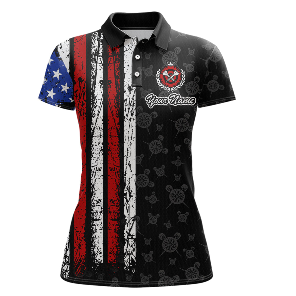 Custom US Flag Dart Shirts For Women Dart Board Shirts Polo & 1/4 Zip Dart Jersey Team NNT125