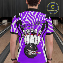 Load image into Gallery viewer, Custom Purple Funny Bowling Jersey for Men Bowling Team Shirts Bowling League Polo &amp; 1/4 Zip HNT155