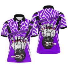 Load image into Gallery viewer, Custom Purple Funny Bowling Jersey for Men Bowling Team Shirts Bowling League Polo &amp; 1/4 Zip HNT155