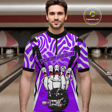 Load image into Gallery viewer, Custom Purple Funny Bowling Jersey for Men Bowling Team Shirts Bowling League Polo &amp; 1/4 Zip HNT155