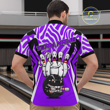 Load image into Gallery viewer, Custom Purple Funny Bowling Jersey for Men Bowling Team Shirts Bowling League Polo &amp; 1/4 Zip HNT155