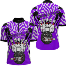 Load image into Gallery viewer, Custom Purple Funny Bowling Jersey for Men Bowling Team Shirts Bowling League Polo &amp; 1/4 Zip HNT155