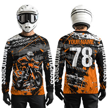 Load image into Gallery viewer, Orange Youth Dirt Bike Jersey Adult Kid Upf30+ Customized Motocross Jersey Off-Roading Jersey DNT48