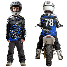 Load image into Gallery viewer, Blue Youth Dirt Bike Jersey Adult Kid Upf30+ Customized Motocross Jersey Off-Roading Jersey DNT48