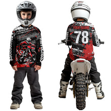 Load image into Gallery viewer, Red Youth Dirt Bike Jersey Adult Kid Upf30+ Customized Motocross Jersey Off-Roading Jersey DNT48