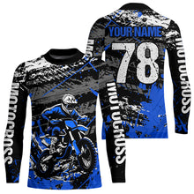 Load image into Gallery viewer, Blue Youth Dirt Bike Jersey Adult Kid Upf30+ Customized Motocross Jersey Off-Roading Jersey DNT48