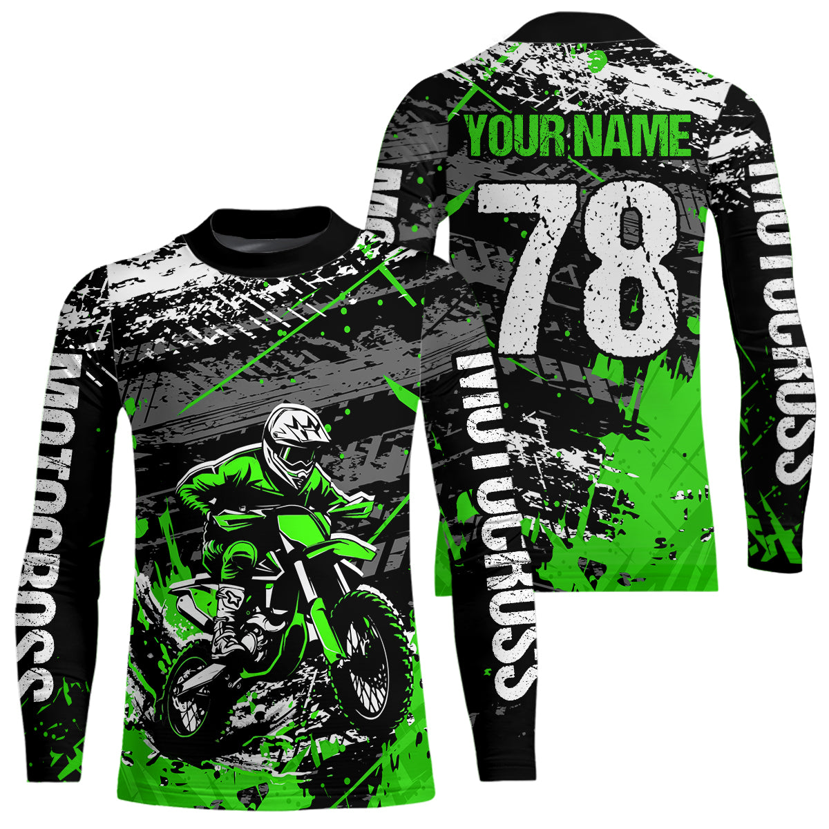 Green Youth Dirt Bike Jersey Adult Kid Upf30+ Customized Motocross Jersey Off-Roading Jersey DNT48