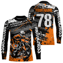 Load image into Gallery viewer, Orange Youth Dirt Bike Jersey Adult Kid Upf30+ Customized Motocross Jersey Off-Roading Jersey DNT48