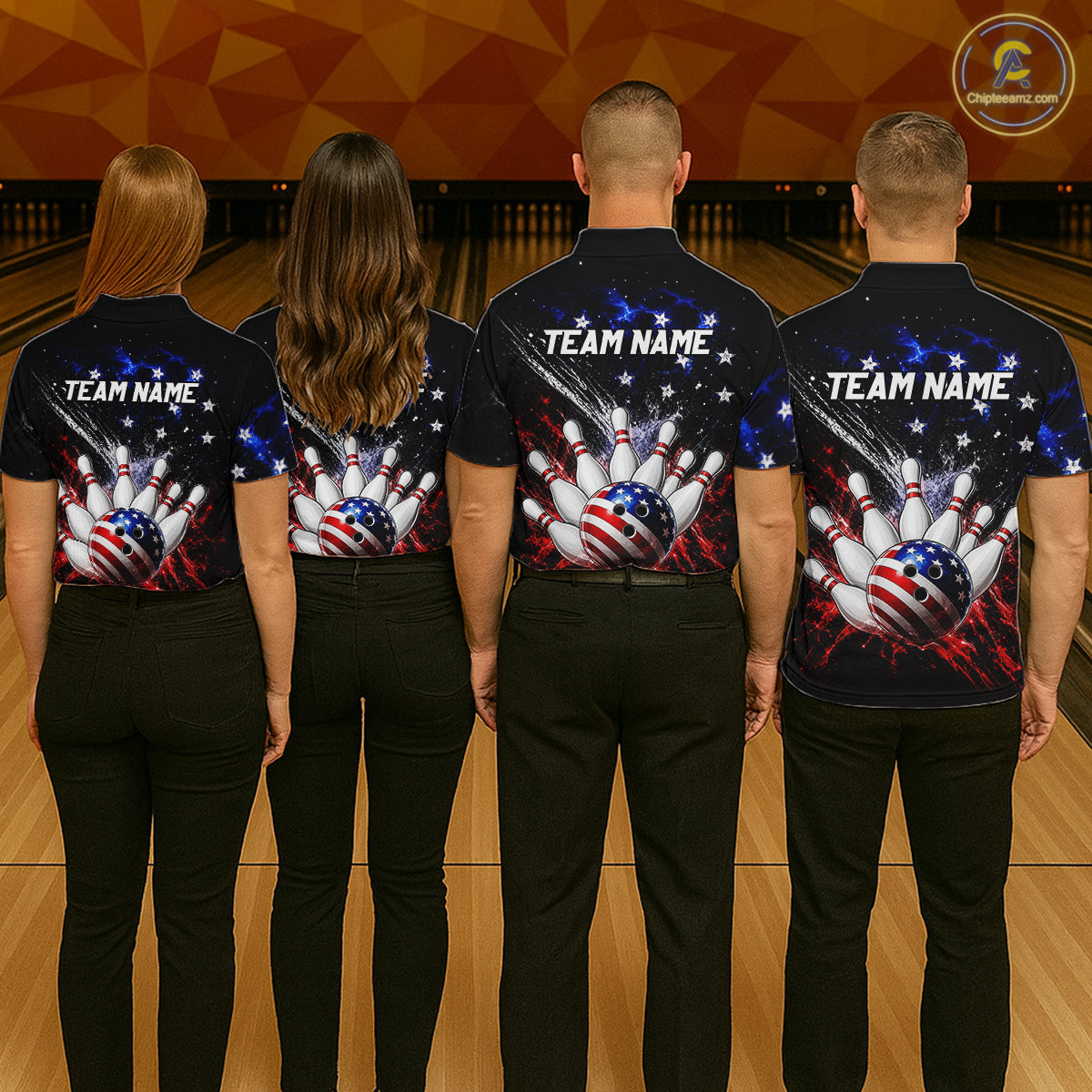 Custom American Flag Bowling Jersey for Women Bowling Team Shirts, Gift for Team Bowler HNT515