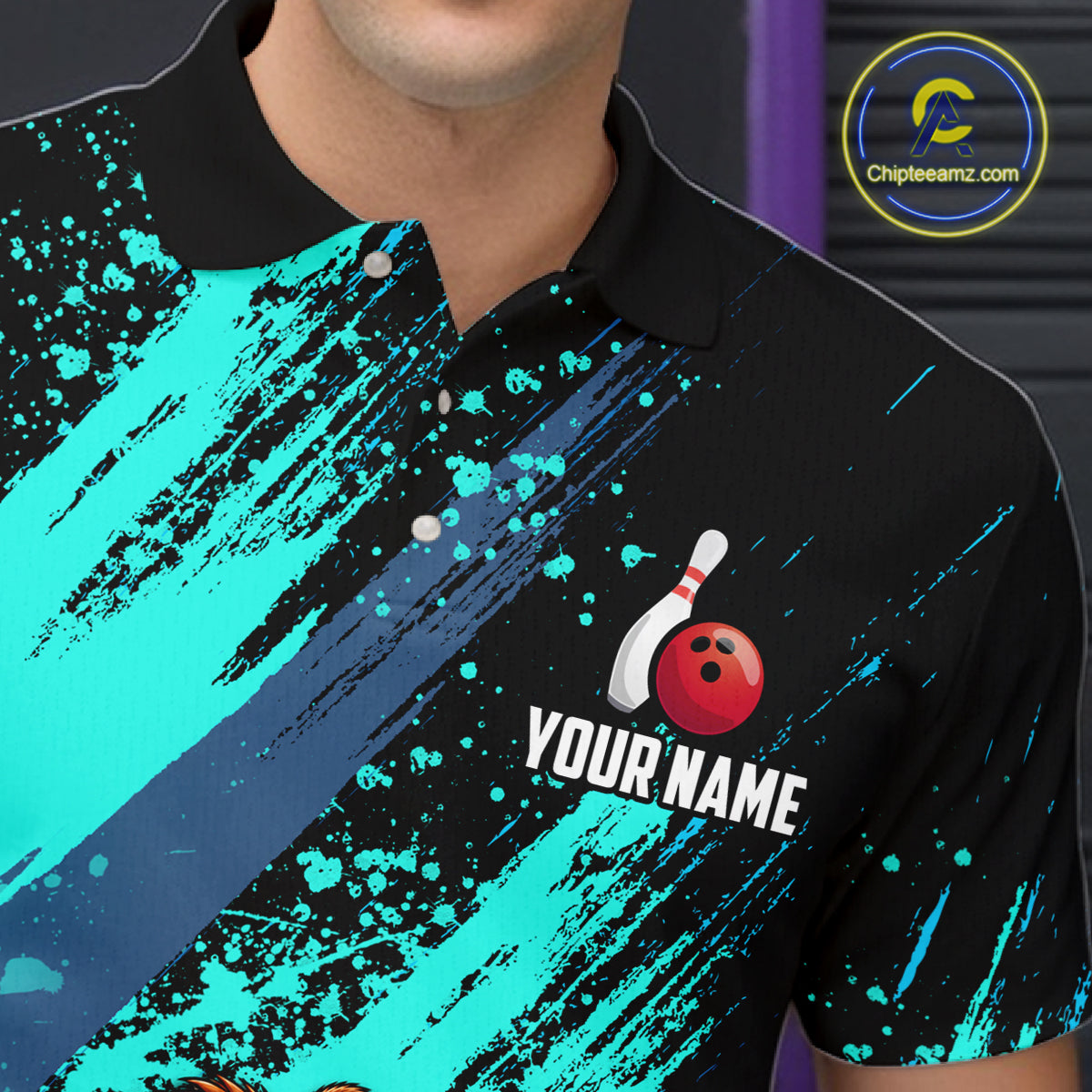 Custom Turquoise Funny Beaver Bowling Team Jersey Bowling Shirts for Men Bowling League HNT662