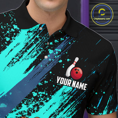 Custom Turquoise Funny Beaver Bowling Team Jersey Bowling Shirts for Men Bowling League HNT662