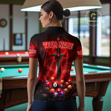 Load image into Gallery viewer, Custom Red Fire Demon Eyes 8 Ball Billiard Shirt for Women Billiard Team Jersey Billiard Outfit NNT196