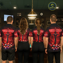 Load image into Gallery viewer, Custom Red Fire Demon Eyes 8 Ball Billiard Shirt for Women Billiard Team Jersey Billiard Outfit NNT196