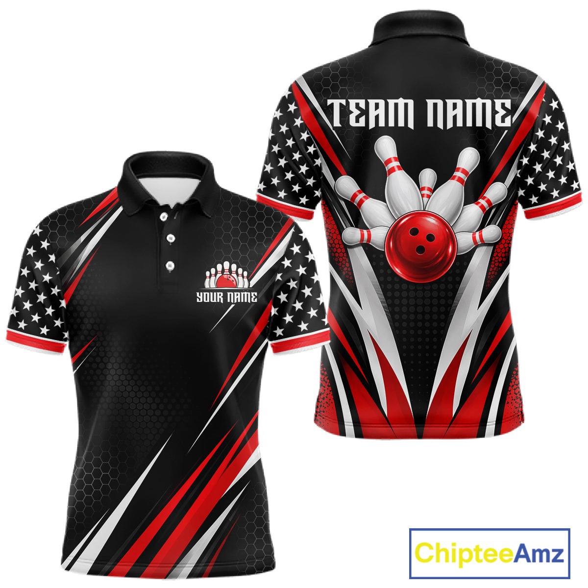 Custom Black Red Bowling Jersey for Men Bowling Polo & 1/4 Zip Bowling Team Shirt HNT594
