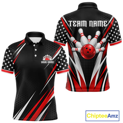 Custom Black Red Bowling Jersey for Men Bowling Polo & 1/4 Zip Bowling Team Shirt HNT594