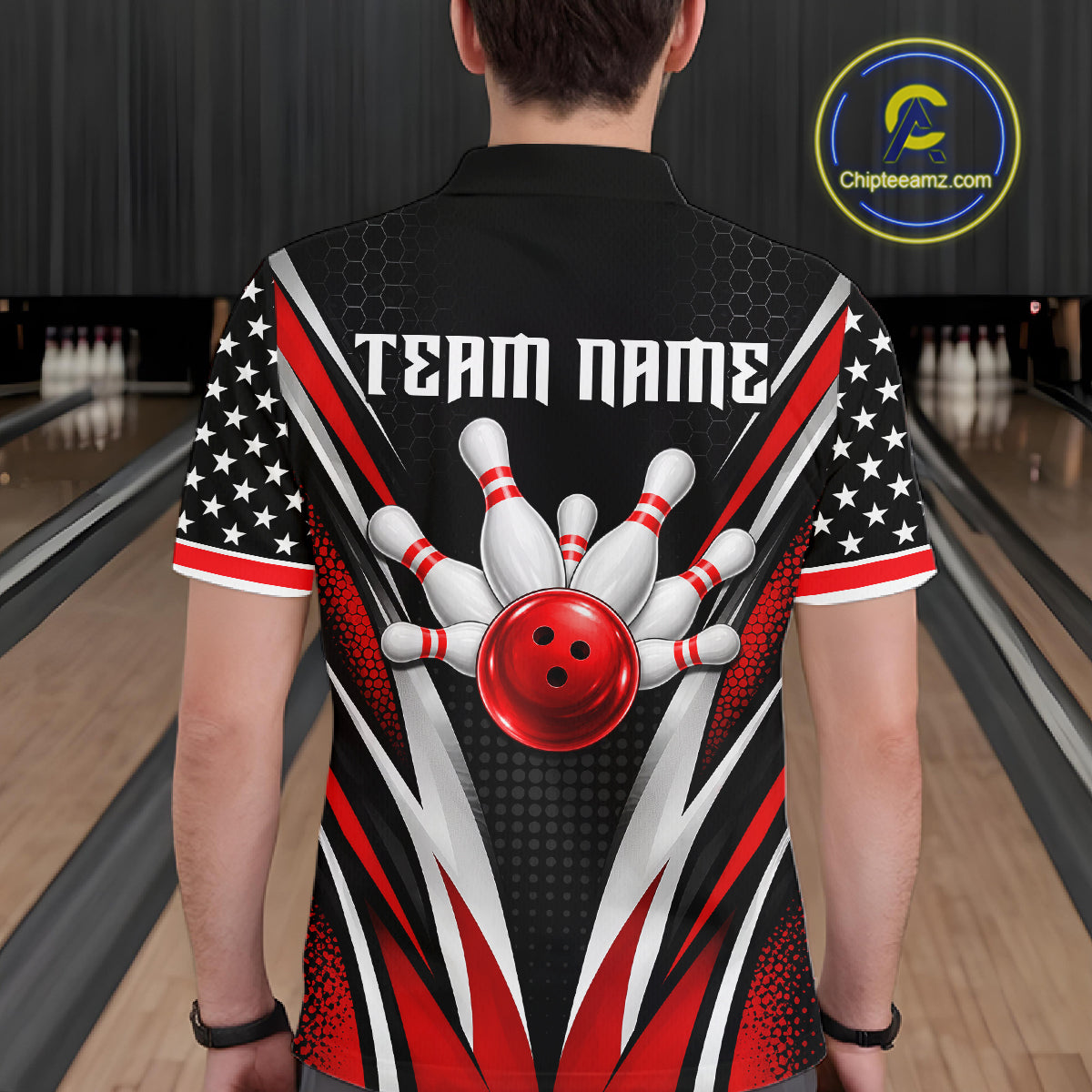 Custom Black Red Bowling Jersey for Men Bowling Polo & 1/4 Zip Bowling Team Shirt HNT594