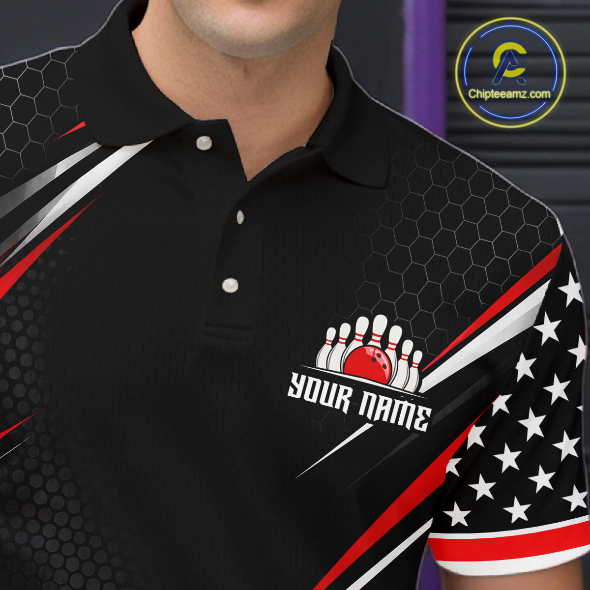 Custom Black Red Bowling Jersey for Men Bowling Polo & 1/4 Zip Bowling Team Shirt HNT594