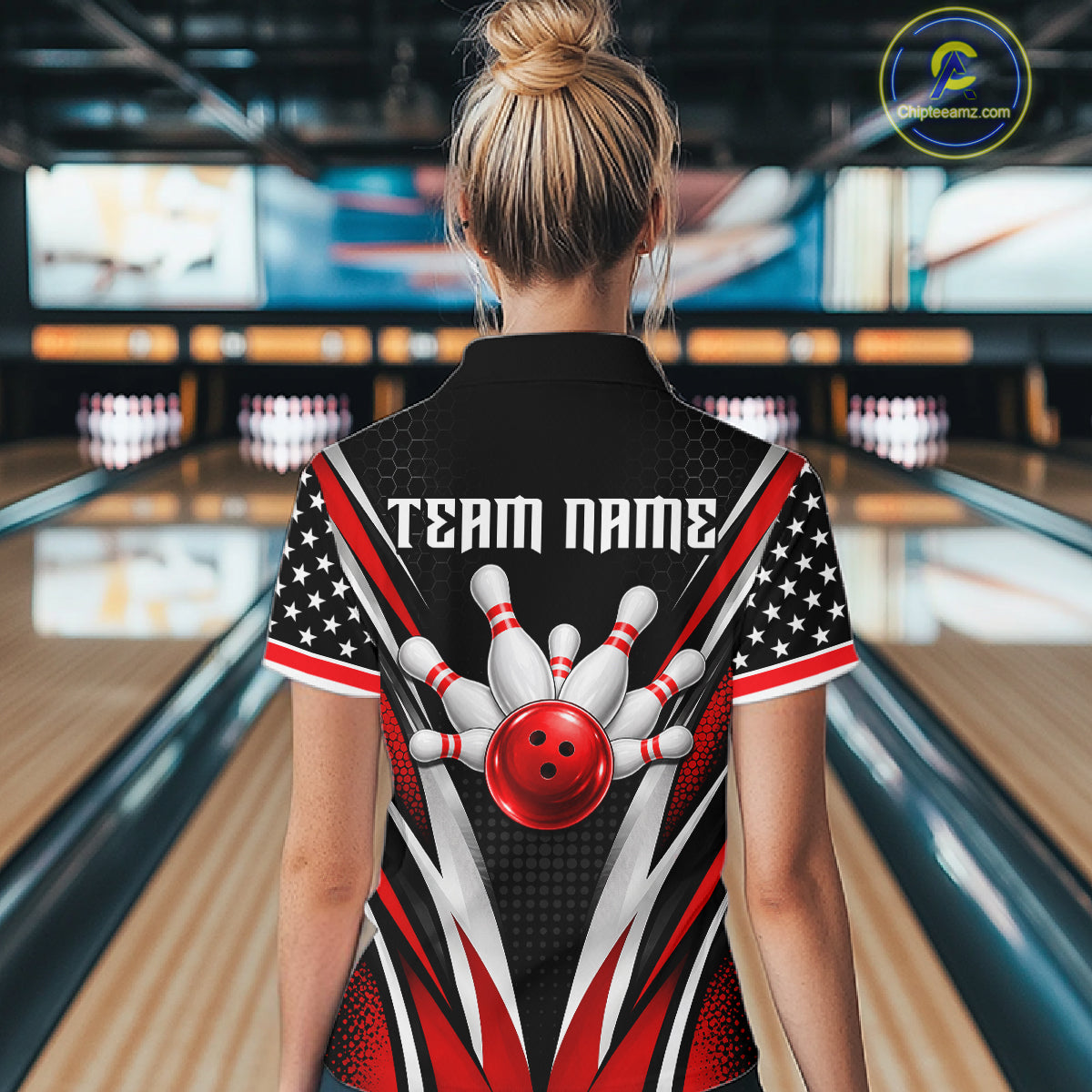 Custom Black Red Bowling Jersey for Women Bowling Polo & 1/4 Zip Bowling Team Shirt HNT594