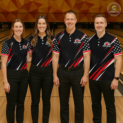 Custom Black Red Bowling Jersey for Men Bowling Polo & 1/4 Zip Bowling Team Shirt HNT594