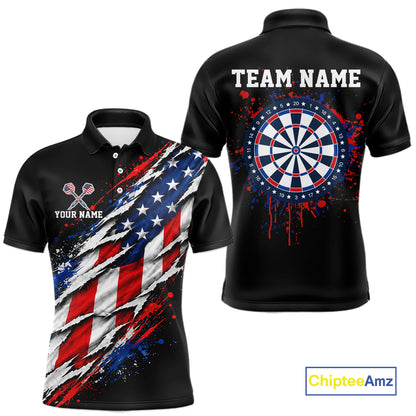 American Flag Dartboard Custom Dart Shirts for Men Patriotic Dart Team Jerseys Polo & 1/4Zip NNT367