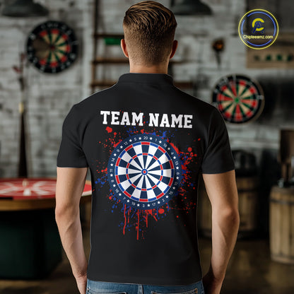 American Flag Dartboard Custom Dart Shirts for Men Patriotic Dart Team Jerseys Polo & 1/4Zip NNT367