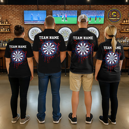 American Flag Dartboard Custom Dart Shirts for Men Patriotic Dart Team Jerseys Polo & 1/4Zip NNT367