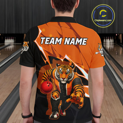 Custom Tiger Bowling Jersey for Men Bowling Uniform Polo & 1/4 Zip Bowling Team Shirts HNT147