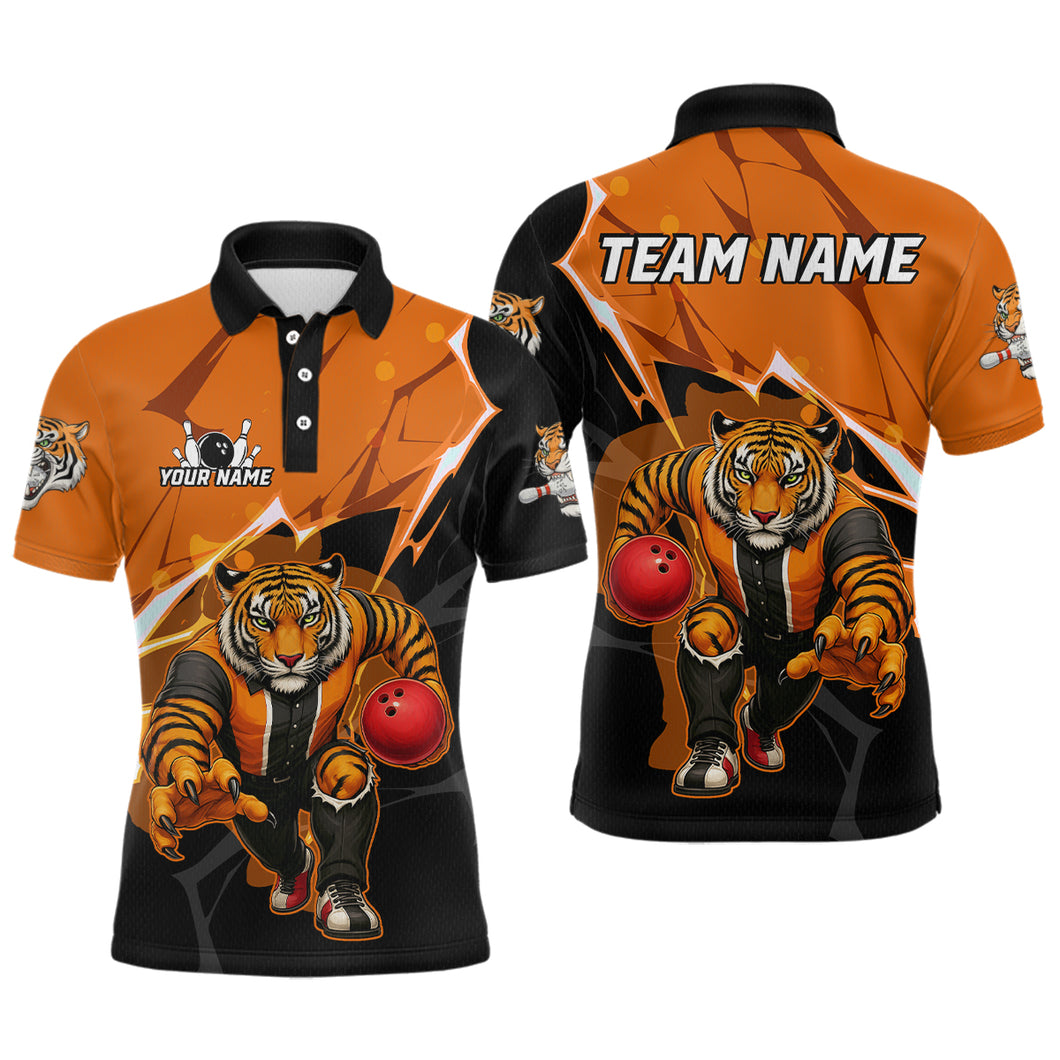 Custom Tiger Bowling Jersey for Men Bowling Uniform Polo & 1/4 Zip Bowling Team Shirts HNT147