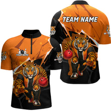 Load image into Gallery viewer, Custom Tiger Bowling Jersey for Men Bowling Uniform Polo &amp; 1/4 Zip Bowling Team Shirts HNT147