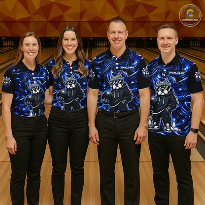 Custom Blue American Bully Dog Bowling Shirts For Men Bowling Team Jerseys Bowling League HNT600
