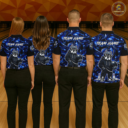 Custom Blue American Bully Dog Bowling Shirts For Men Bowling Team Jerseys Bowling League HNT600