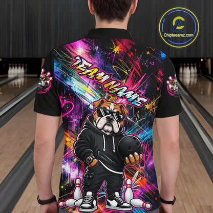 Custom Bulldog Graffiti Bowling Shirts For Men Bowling Team Jerseys Bowling League HNT601