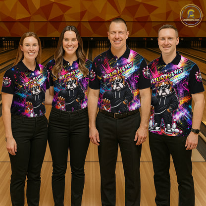 Custom Bulldog Graffiti Bowling Shirts For Men Bowling Team Jerseys Bowling League HNT601