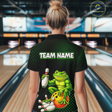 Load image into Gallery viewer, Custom Funny Frog Bowling Jersey for Women Bowling Team Shirts Bowling League Polo &amp; 1/4 Zip HNT246