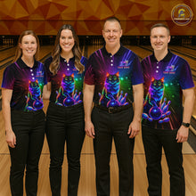 Load image into Gallery viewer, Custom Funny Cat Neon Colorful Bowling Jersey for Women Bowling Uniform Bowling Team Shirts HNT281