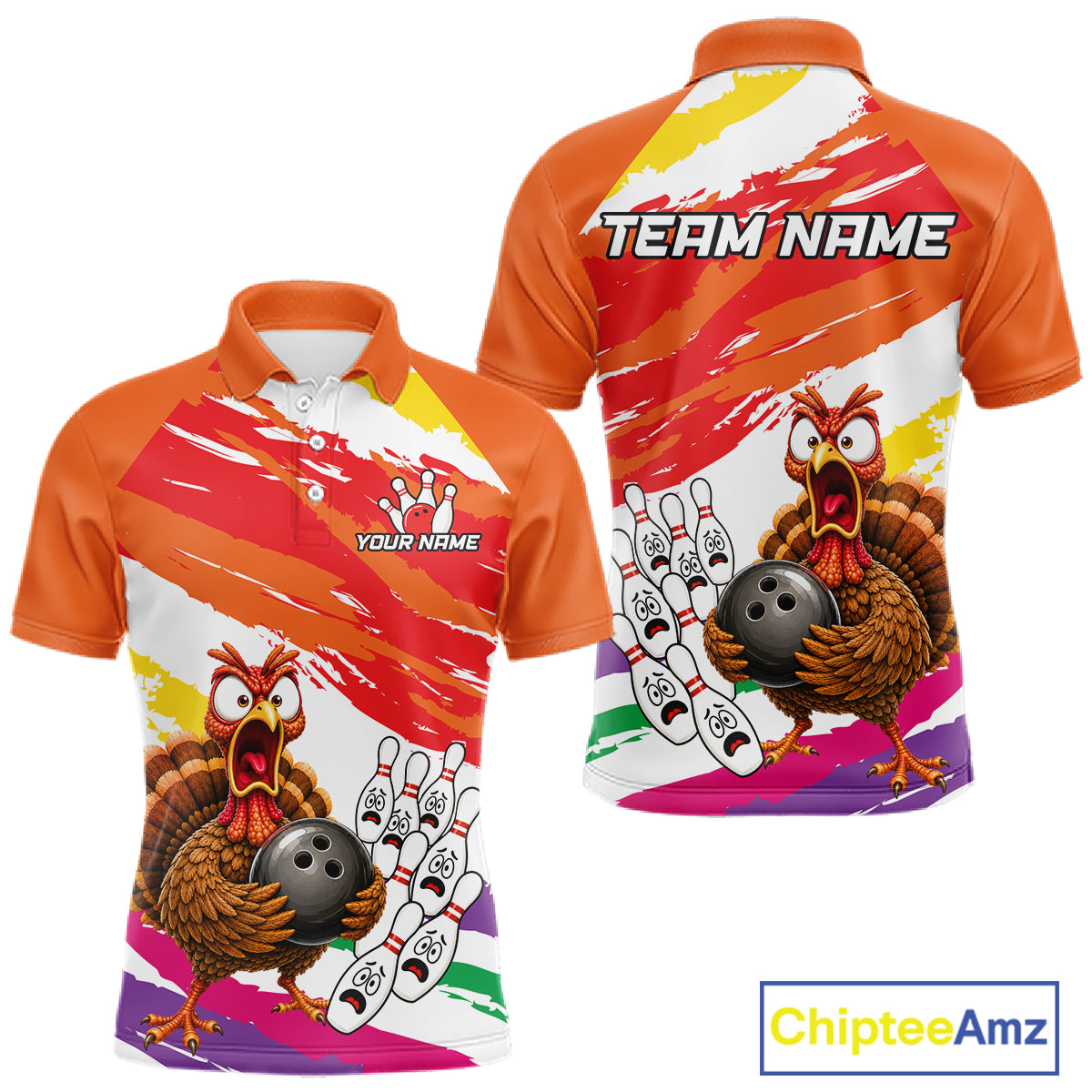 Custom Funny Turkey Bowling Shirts For Men, Thanksgiving Bowling Shirt Team Bowling Gifts HNT523