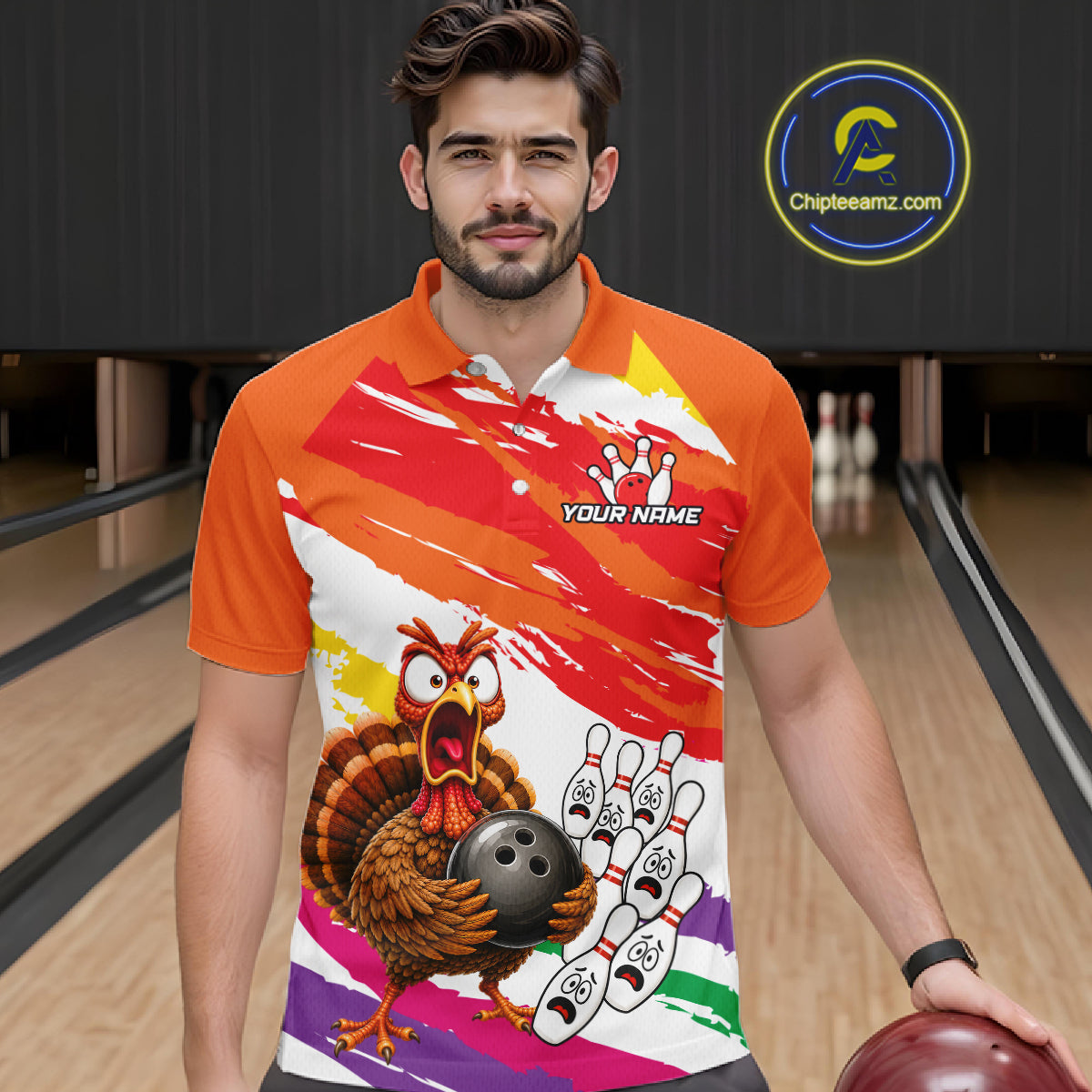 Custom Funny Turkey Bowling Shirts For Men, Thanksgiving Bowling Shirt Team Bowling Gifts HNT523