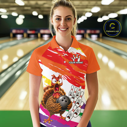 Custom Funny Turkey Bowling Shirts For Women, Thanksgiving Bowling Shirt Team Bowling Gifts HNT523