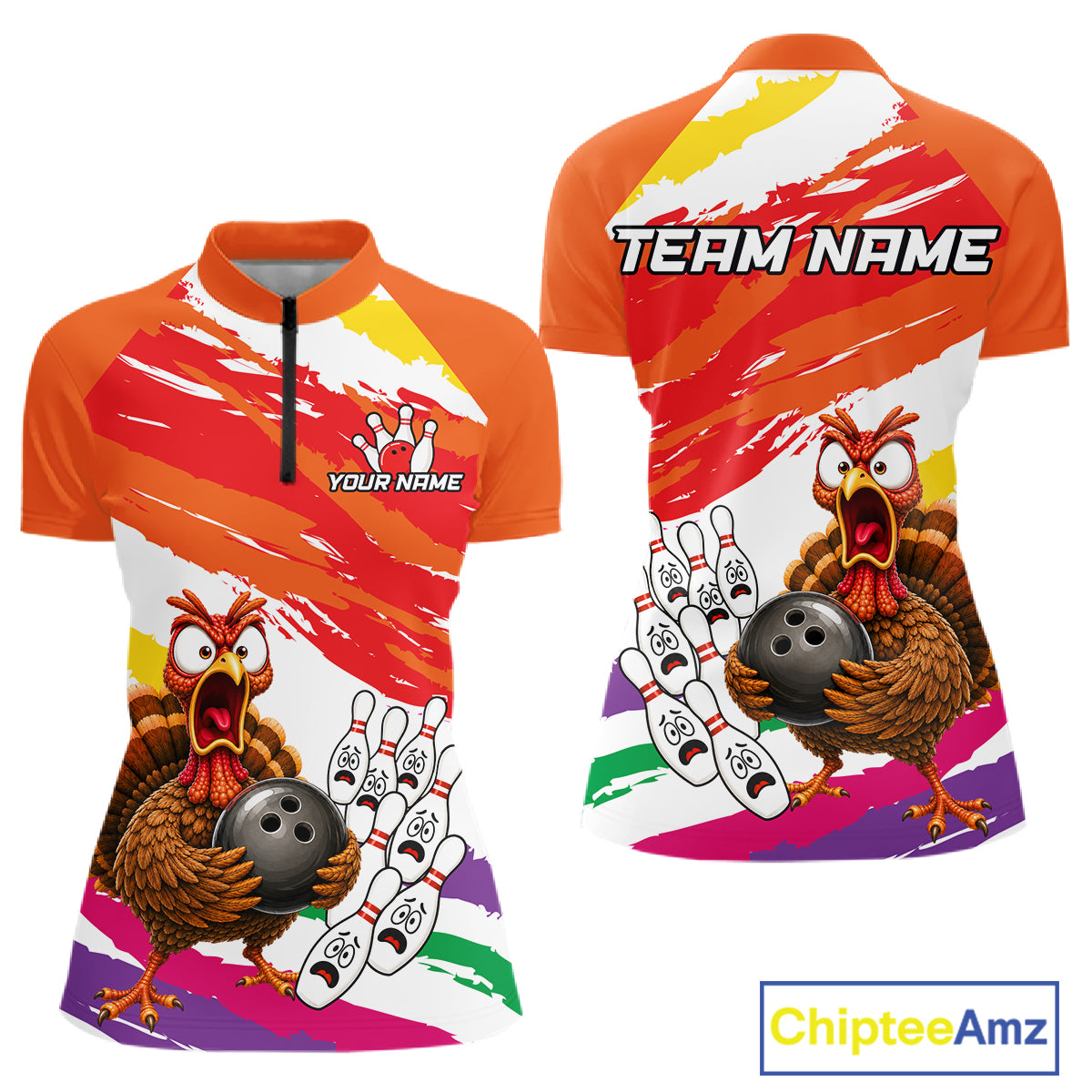 Custom Funny Turkey Bowling Shirts For Women, Thanksgiving Bowling Shirt Team Bowling Gifts HNT523