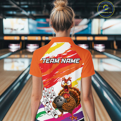 Custom Funny Turkey Bowling Shirts For Women, Thanksgiving Bowling Shirt Team Bowling Gifts HNT523