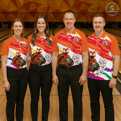 Custom Funny Turkey Bowling Shirts For Men, Thanksgiving Bowling Shirt Team Bowling Gifts HNT523