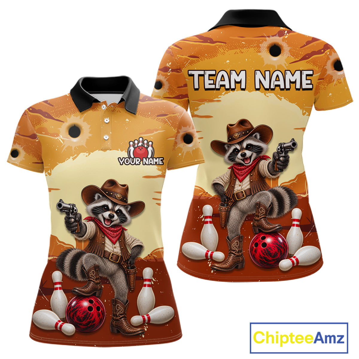 Custom Cowboy Raccoon Bowling Shirts For Women Bowling Team Jerseys Bowling for Bowlers HNT602