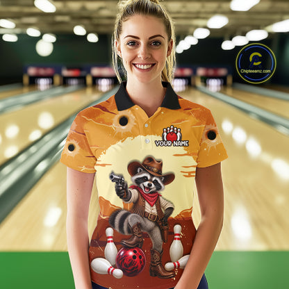 Custom Cowboy Raccoon Bowling Shirts For Women Bowling Team Jerseys Bowling for Bowlers HNT602