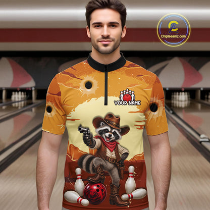 Custom Cowboy Raccoon Bowling Shirts For Men Bowling Team Jerseys Bowling for Bowlers HNT602