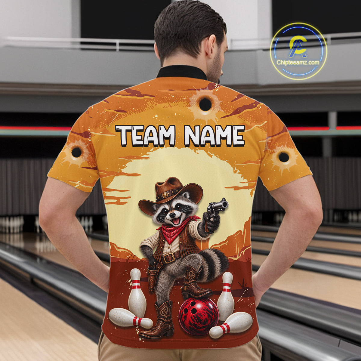 Custom Cowboy Raccoon Bowling Shirts For Men Bowling Team Jerseys Bowling for Bowlers HNT602