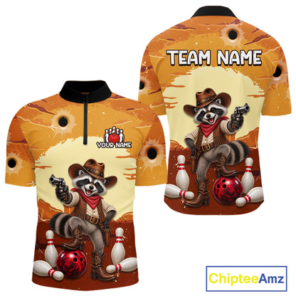Custom Cowboy Raccoon Bowling Shirts For Men Bowling Team Jerseys Bowling for Bowlers HNT602