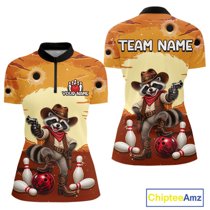 Custom Cowboy Raccoon Bowling Shirts For Women Bowling Team Jerseys Bowling for Bowlers HNT602