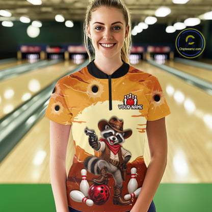 Custom Cowboy Raccoon Bowling Shirts For Women Bowling Team Jerseys Bowling for Bowlers HNT602